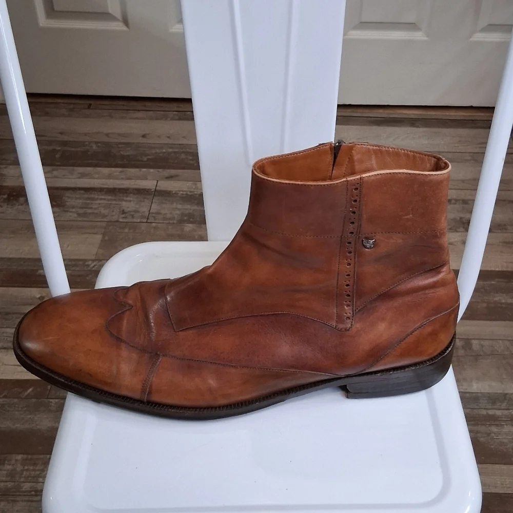 Jag Club Men's Brown Leather Hand Made Traditional Brogue Ankle Boots Size 48